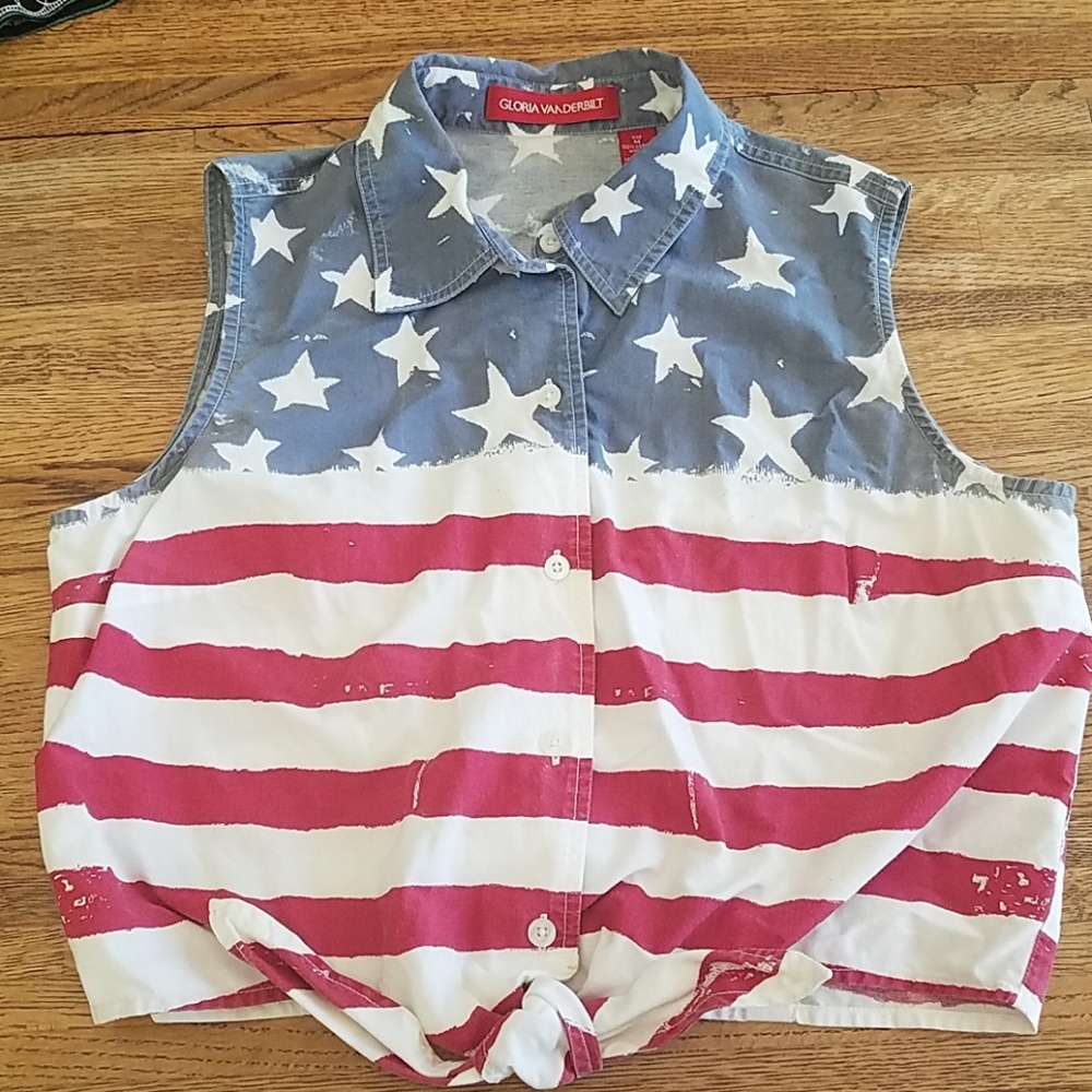 Gloria Vanderbilt American flag shirt - Picture 1 of 4